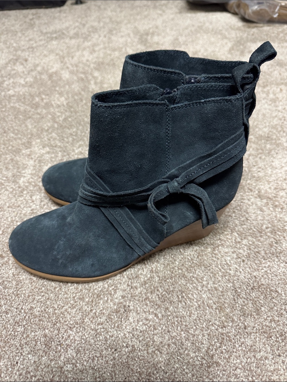 Diba Women's Navy Suede Ankle Booties with Wrap Detail